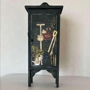 Decorative Hand Painted Green Miniature Cabinet